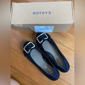 Rothy's Black Flats with Gold Buckle